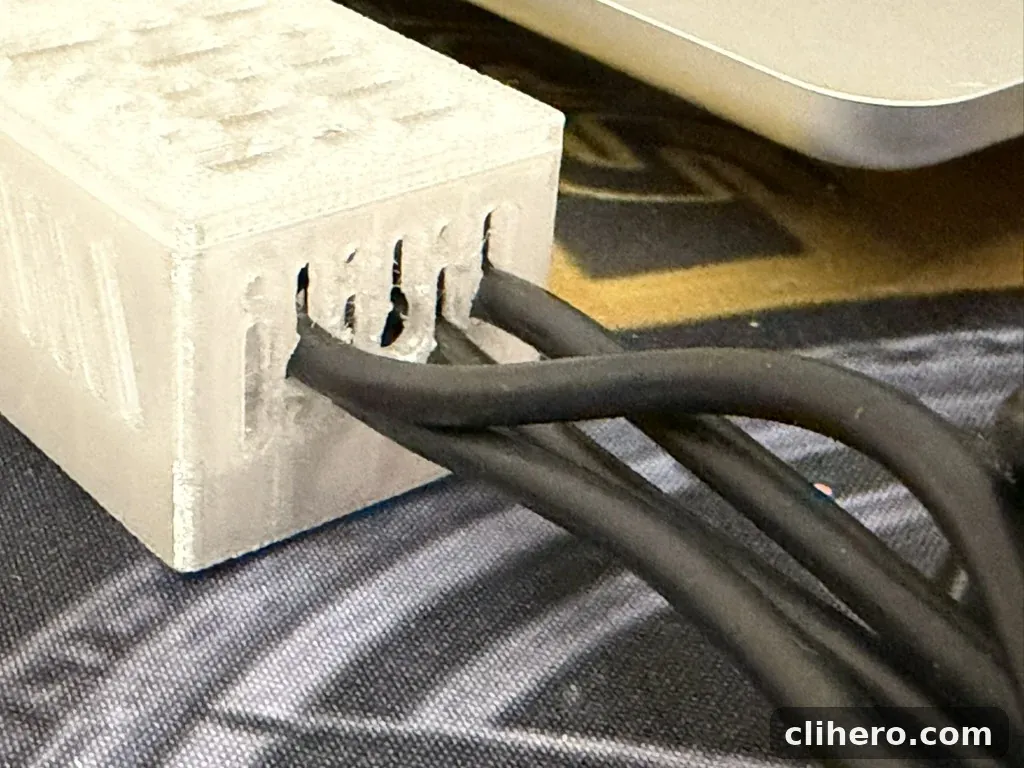 Probe cables leaving through the end slots