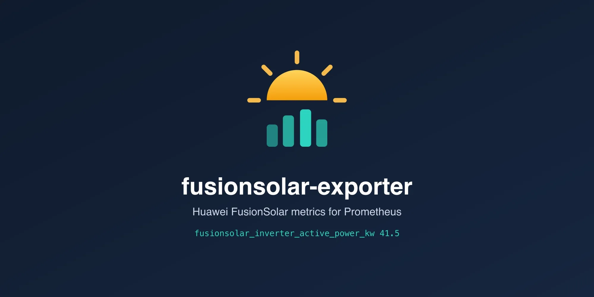fusionsolar-exporter logo: a rising sun over a small bar chart