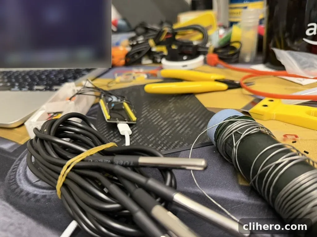The four DS18B20 probes before installation